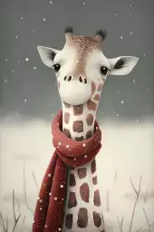 Girafe sous la neige - affiche chambre enfant