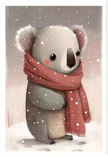 Koala sous la neige - affiche chambre enfant