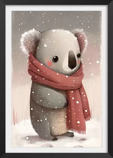 Koala sous la neige - affiche chambre enfant