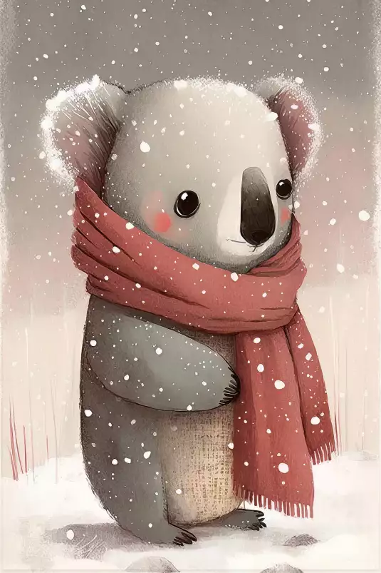 Koala sous la neige - affiche chambre enfant