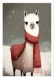 Lama sous la neige - affiche chambre enfant