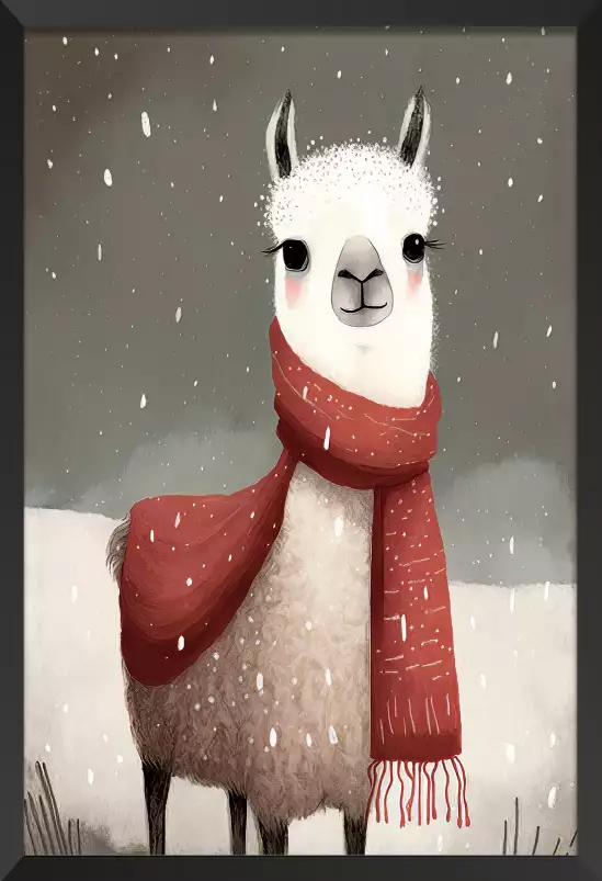 Lama sous la neige - affiche chambre enfant