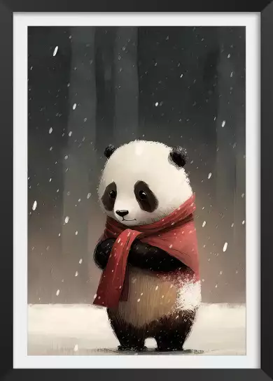 Panda sous la neige - affiche chambre enfant