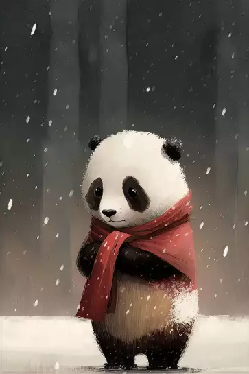 Panda sous la neige - affiche chambre enfant