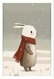 Lapin sous la neige - affiche chambre enfant