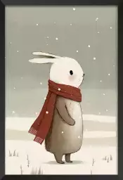 Lapin sous la neige - affiche chambre enfant