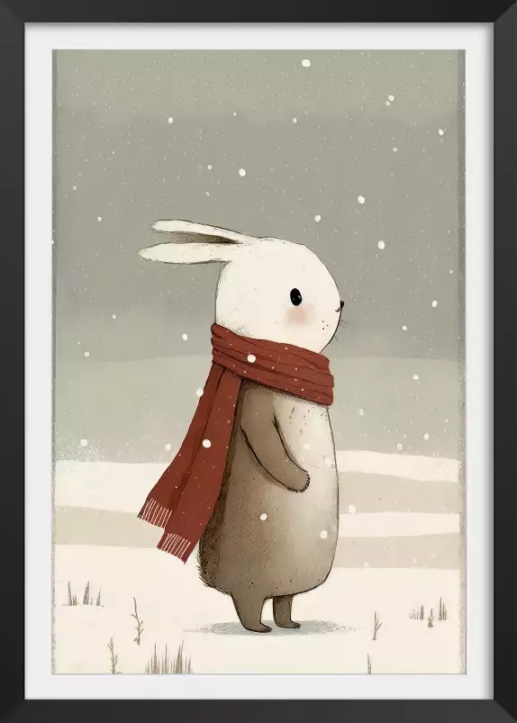 Lapin sous la neige - affiche chambre enfant