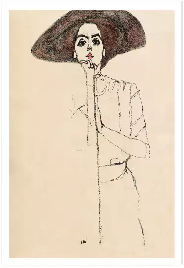 Portrait par Egon Schiele - tableau celebre femme