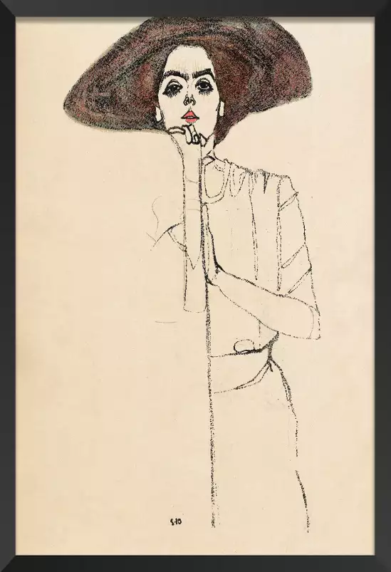 Portrait par Egon Schiele - tableau celebre femme