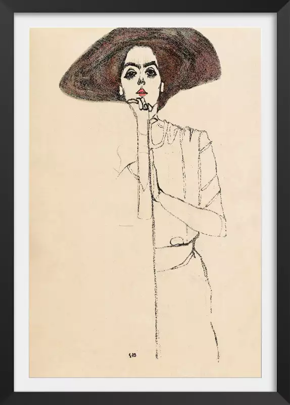 Portrait par Egon Schiele - tableau celebre femme