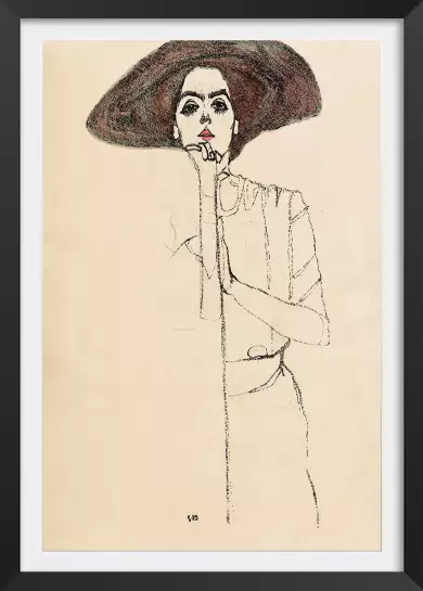 Portrait par Egon Schiele - tableau celebre femme