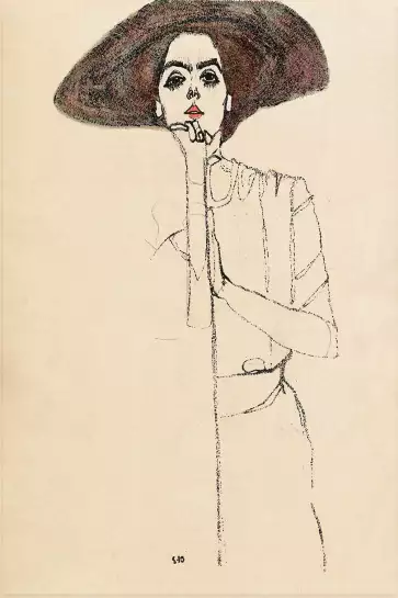 Portrait par Egon Schiele - tableau celebre femme