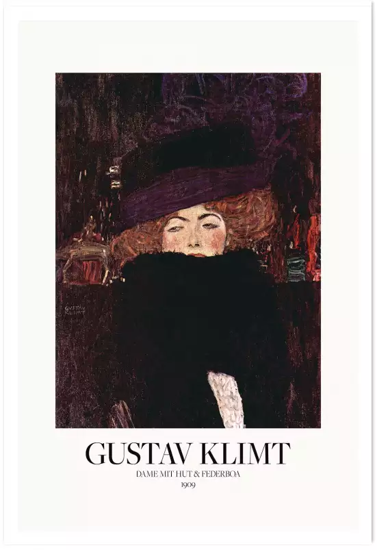 Dame au chapeau et au boa - Tableau de Gustav Klimt