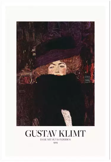 Dame au chapeau et au boa - Tableau de Gustav Klimt