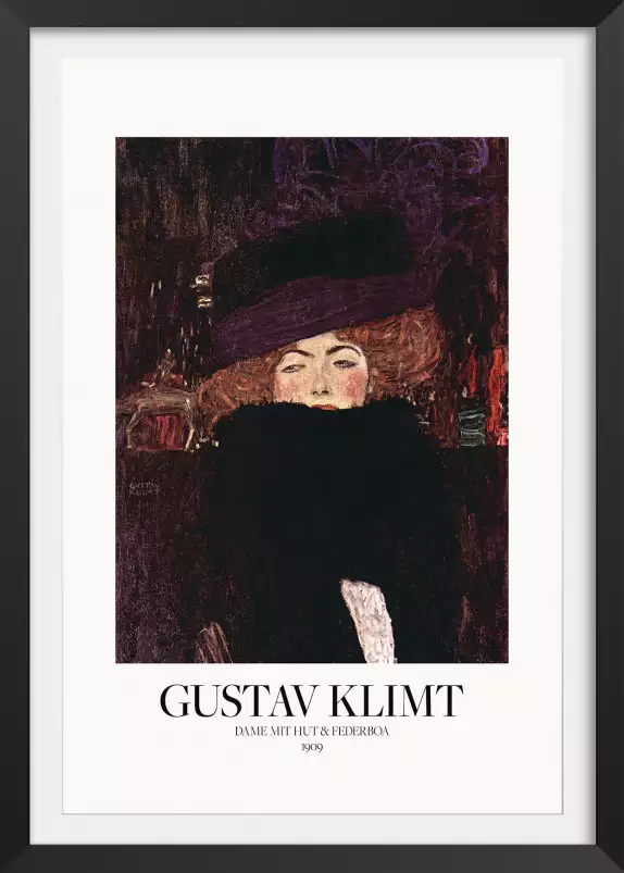 Dame au chapeau et au boa - Tableau de Gustav Klimt