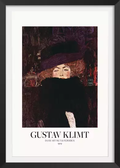 Dame au chapeau et au boa - Tableau de Gustav Klimt