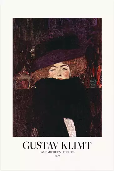 Dame au chapeau et au boa - Tableau de Gustav Klimt