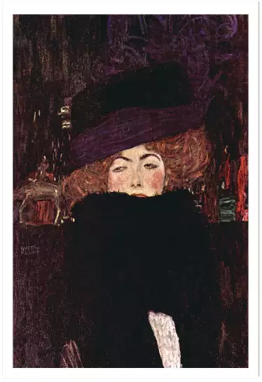 Affiche Dame au chapeau - Tableau de Gustav Klimt