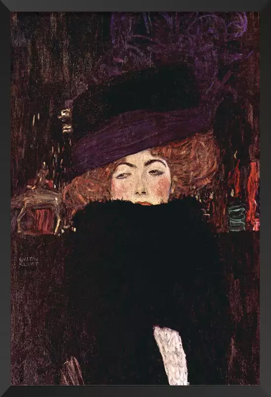 Affiche Dame au chapeau - Tableau de Gustav Klimt