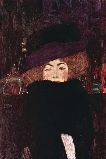 Affiche Dame au chapeau - Tableau de Gustav Klimt