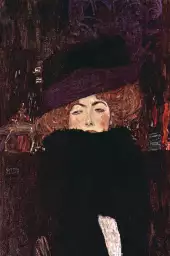 Affiche Dame au chapeau - Tableau de Gustav Klimt