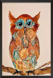 Hibou aux yeux bleus - affiche oiseaux