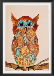 Hibou aux yeux bleus - affiche oiseaux