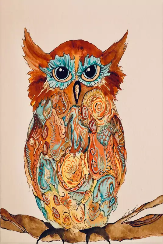 Hibou aux yeux bleus - affiche oiseaux