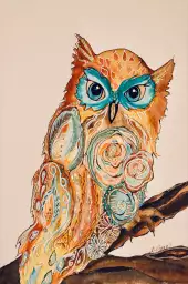 Hibou masqué - affiche oiseaux