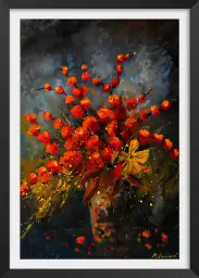 Vase fleurs orange - tableau toile coquelicot