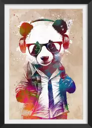 Hipster panda - tableau animaux colorés