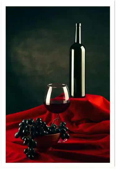 Vin et aux raisins - affiche cuisine