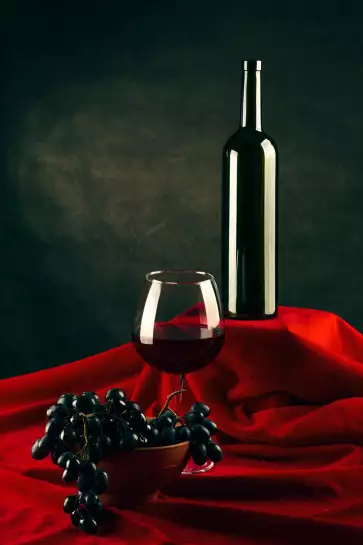 Vin et aux raisins - affiche cuisine