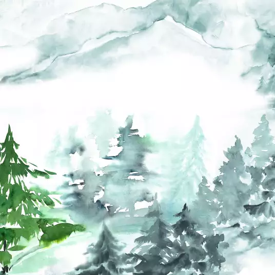 Scène d'hiver en aquarelle - panoramique montagne