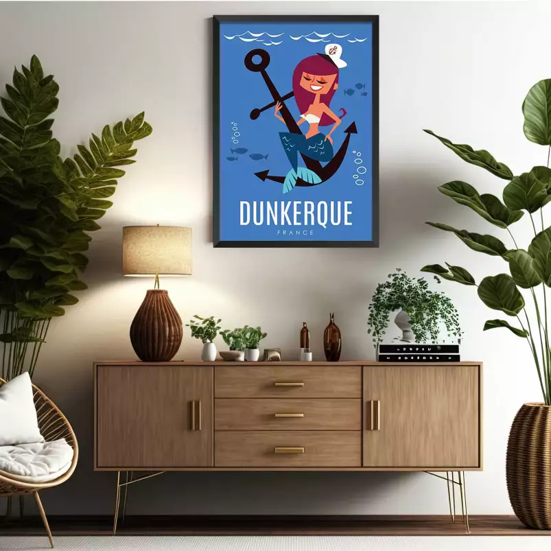 Dunkerque et sirène - affiche mer du nord