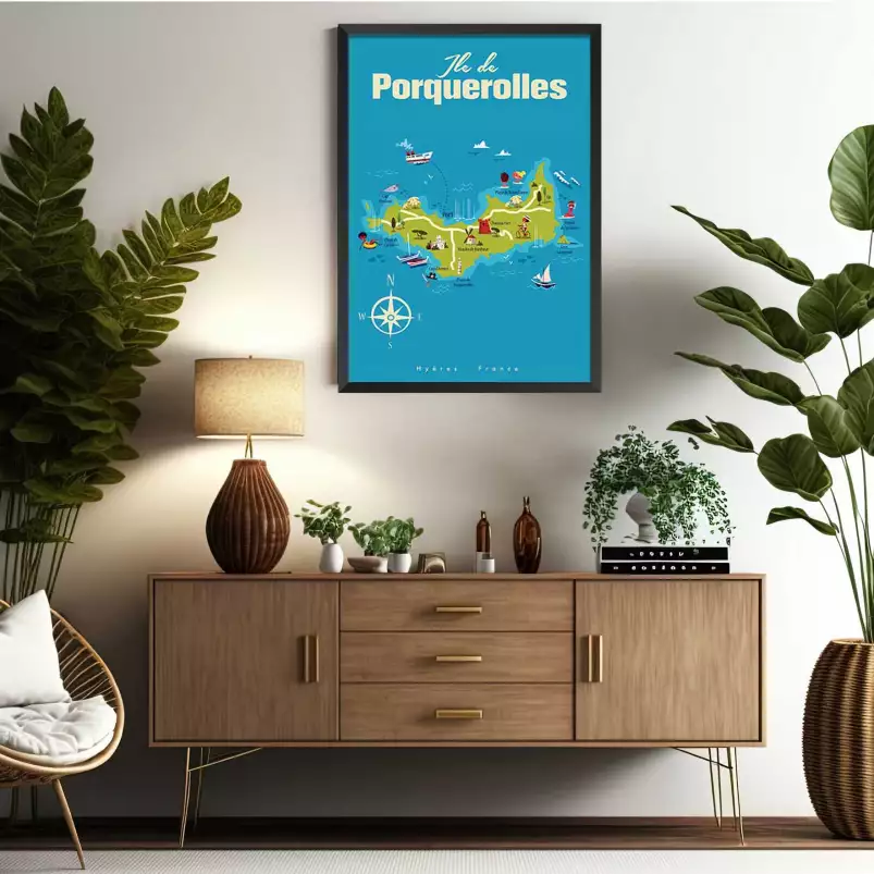 Ile de Porquerolles illustrée - poster sud est