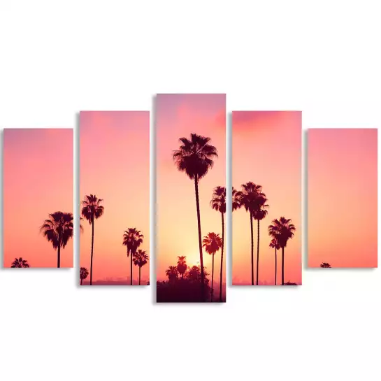 Ciel et palmiers californiens - affiche palmier rose