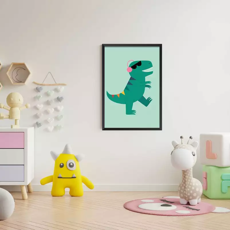 Dino music - affiche chambre enfant