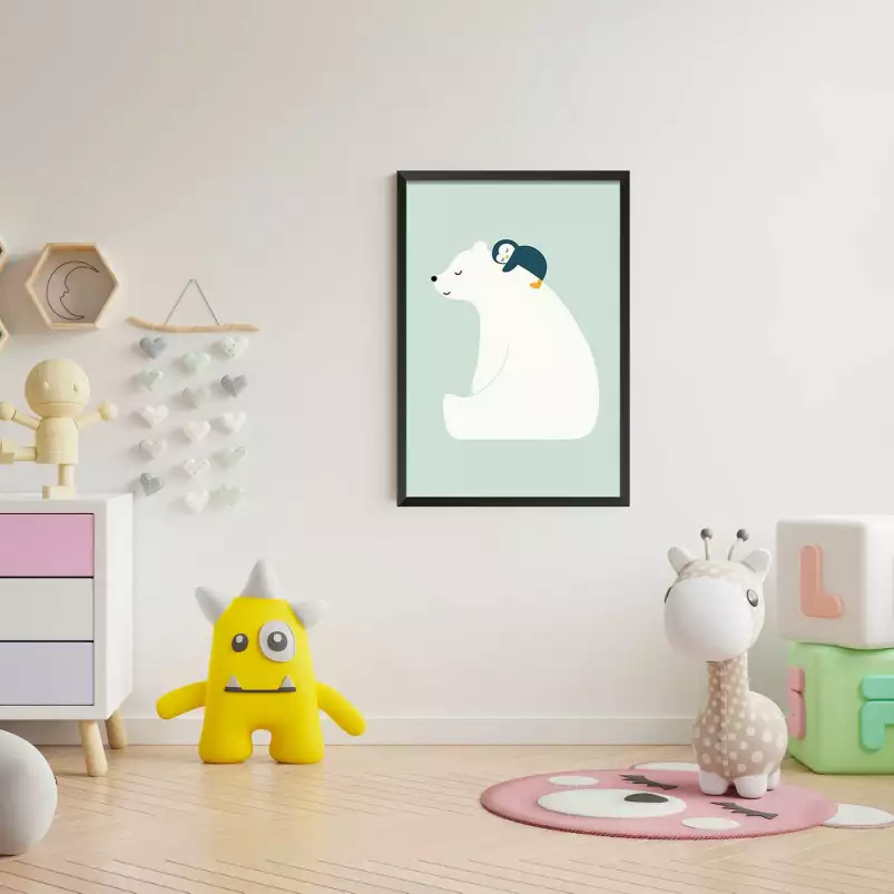 Calin polaire - affiche animaux chambre bebe