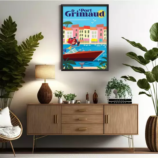 Port Grimaud en bateau - affiche de provence