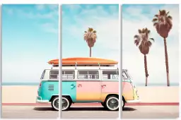 Van life en route - affiche surf vintage