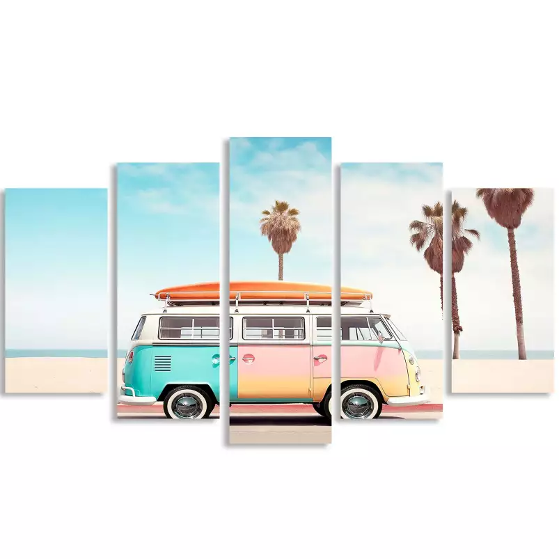 Van life en route - affiche surf vintage