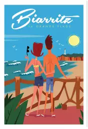 Biarritz la grande plage - affiche pays basque