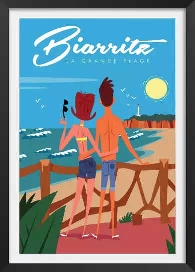 Biarritz la grande plage - affiche pays basque