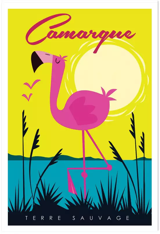 Camargue et flamands - affiche de provence