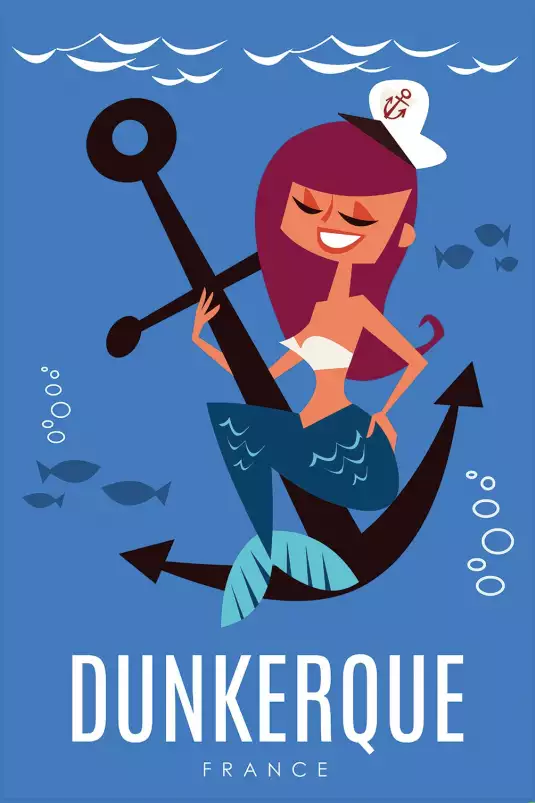 Dunkerque et sirène - affiche mer du nord