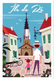 Ile de Ré et l'é glise Sainte Etienne - affiche bretagne