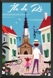 Ile de Ré et l'é glise Sainte Etienne - affiche bretagne