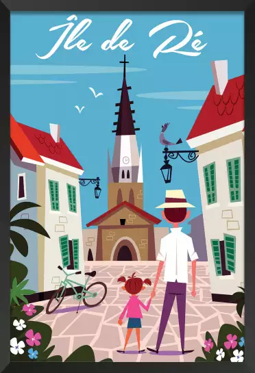 Ile de Ré et l'é glise Sainte Etienne - affiche bretagne