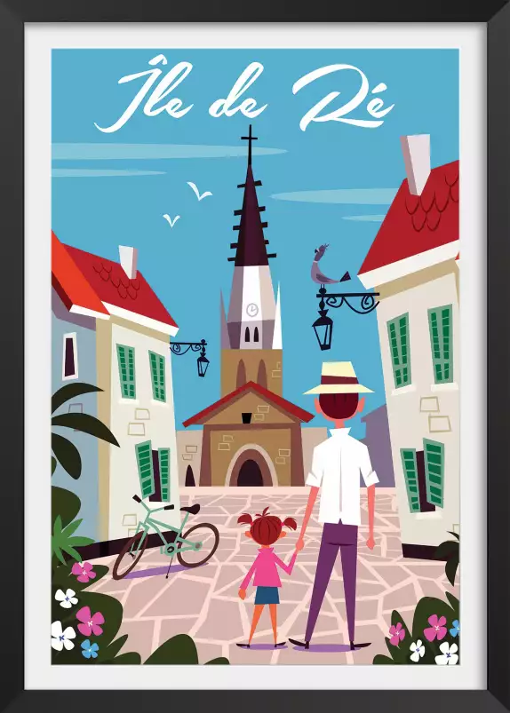 Ile de Ré et l'é glise Sainte Etienne - affiche bretagne